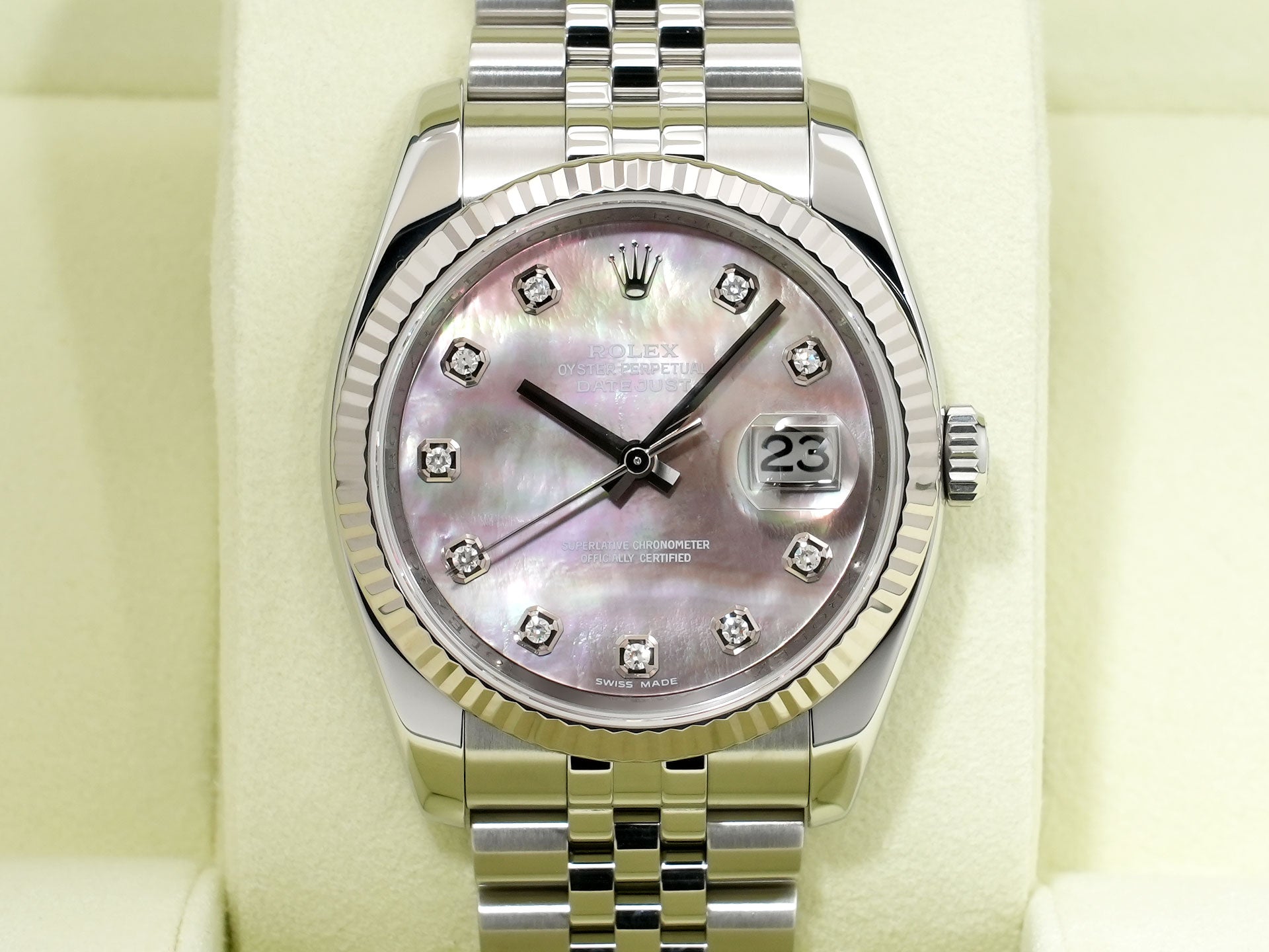 ロレックス デイトジャスト36 Ref.116234NG ステンレススチール/ホワイトゴールド ブラックシェル文字盤 ジュビリーブレスレット 美中古 f88smgd4