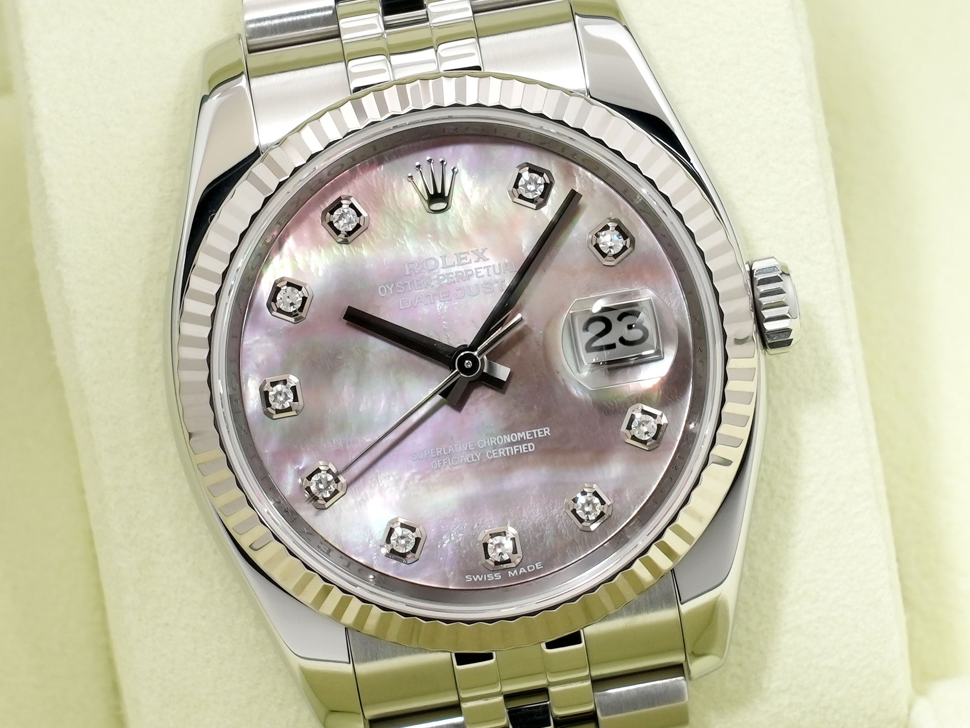 ロレックス デイトジャスト36 Ref.116234NG ステンレススチール/ホワイトゴールド ブラックシェル文字盤 ジュビリーブレスレット 美中古 f88smgd4