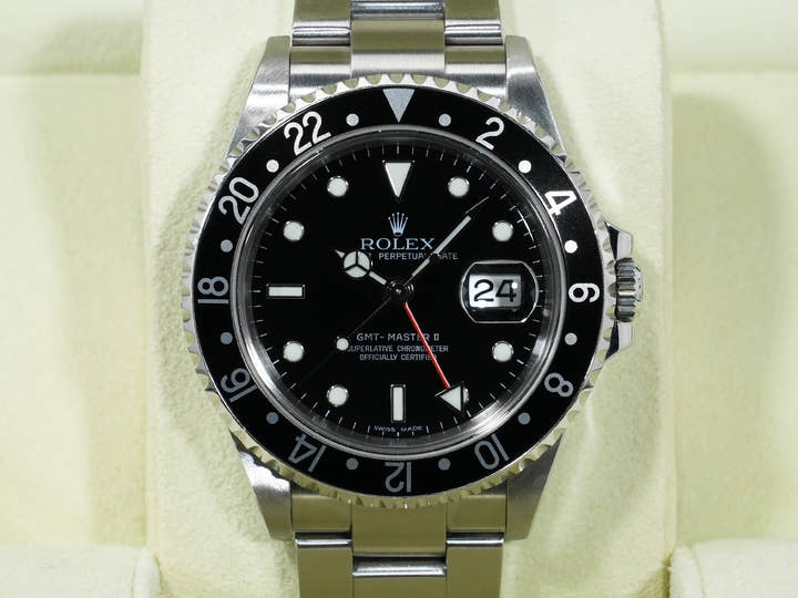 ロレックス GMTマスターII Ref.16710 ステンレススチール ブラック文字盤 オイスターブレスレット 美中古 rvv4r8o7