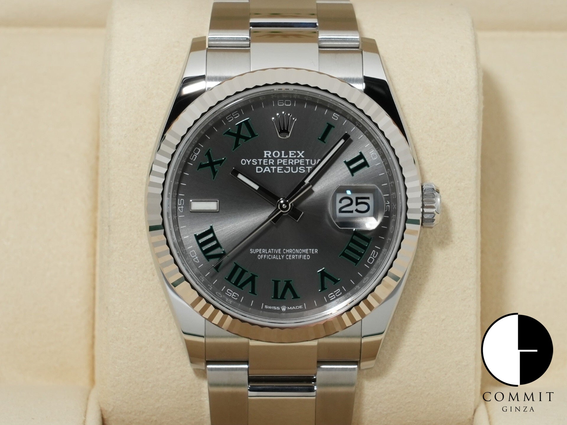 ロレックス デイトジャスト36 Ref.126234 ステンレススチール/ホワイトゴールド スレートローマン文字盤 オイスターブレスレット 未使用 n5j3r4p6