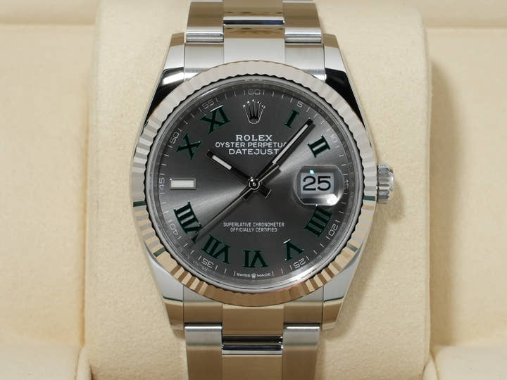 ロレックス デイトジャスト36 Ref.126234 ステンレススチール/ホワイトゴールド スレートローマン文字盤 オイスターブレスレット 未使用 n5j3r4p6