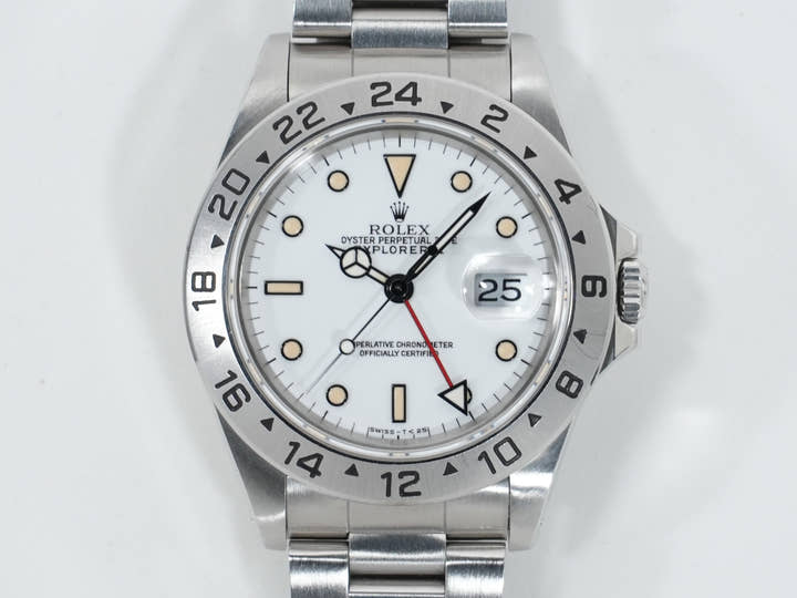 ロレックス エクスプローラーII Ref.16570 ステンレススチール ホワイト文字盤 オイスターブレスレット 中古 4a8ej2vv