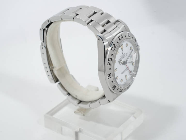 ロレックス エクスプローラーII Ref.16570 ステンレススチール ホワイト文字盤 オイスターブレスレット 中古 4a8ej2vv