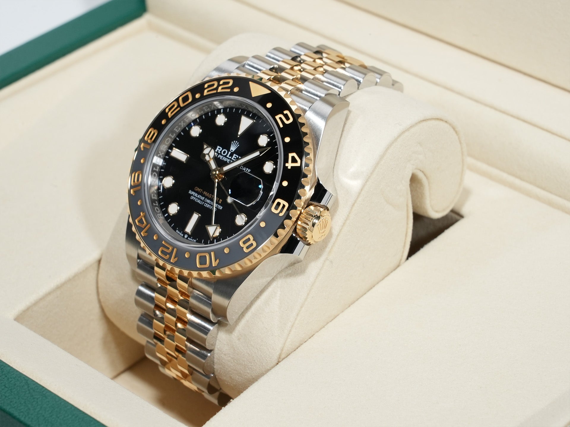 ロレックス GMTマスターII Ref.126713GRNR ステンレススチール/イエローゴールド ブラック文字盤 ジュビリーブレスレット 未使用 7mmd7vzn