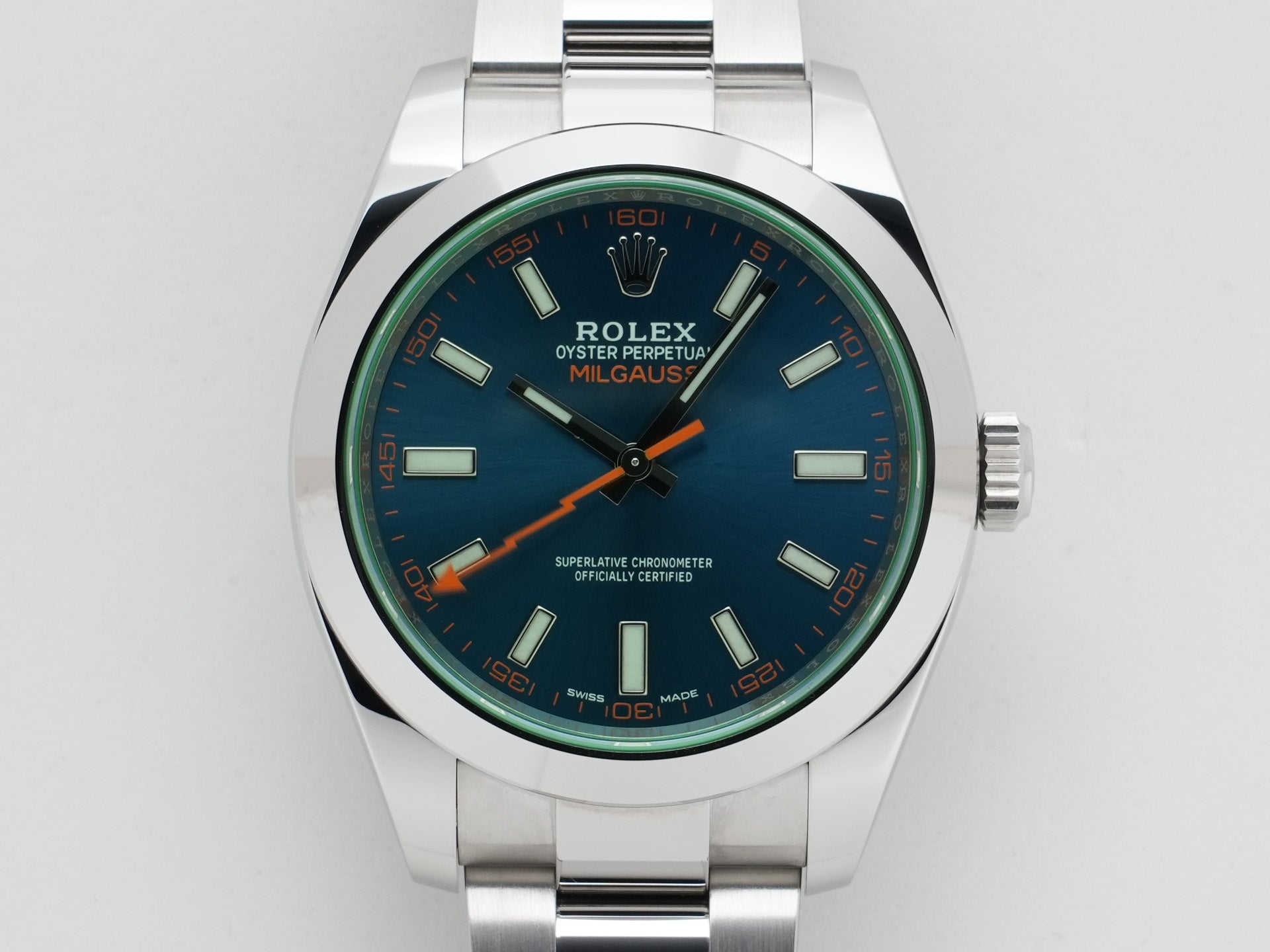 ロレックス ミルガウス Ref.116400GV ステンレススチール Zブルー文字盤 美中古 7ybr4dtu