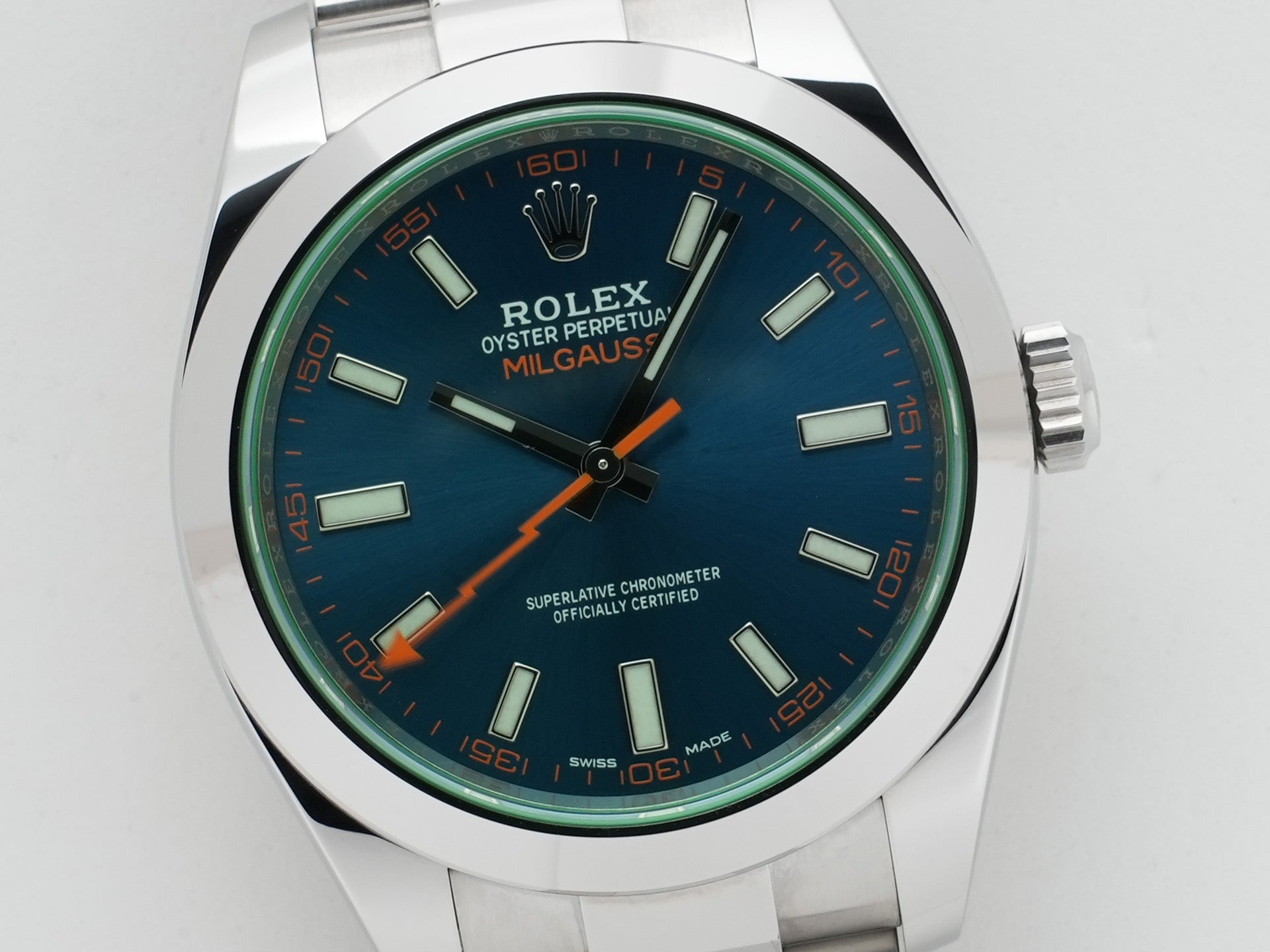 ロレックス ミルガウス Ref.116400GV ステンレススチール Zブルー文字盤 美中古 7ybr4dtu