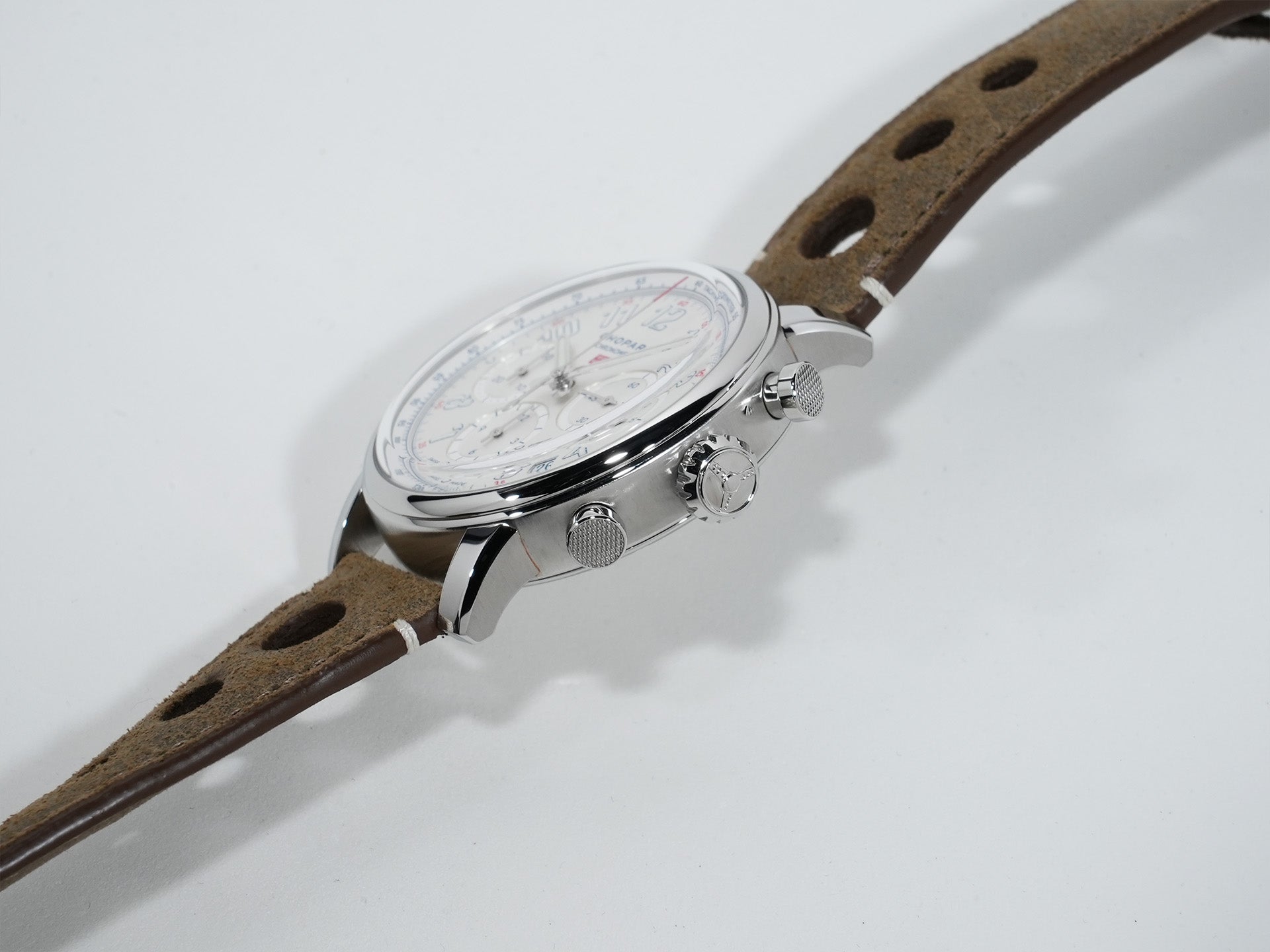 ショパール ミッレ ミリア クラシック クロノグラフ トリビュート トゥ サー・スターリング・モス Ref.168619-3012 ステンレススチール シルバー文字盤 極美品 t4usb4zp