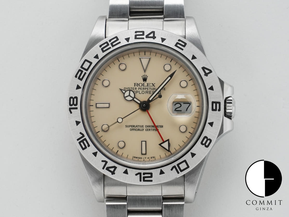 ロレックス エクスプローラーII Ref.16550 ステンレススチール アイボリー文字盤 オイスターブレスレット 中古 8br2kbvp