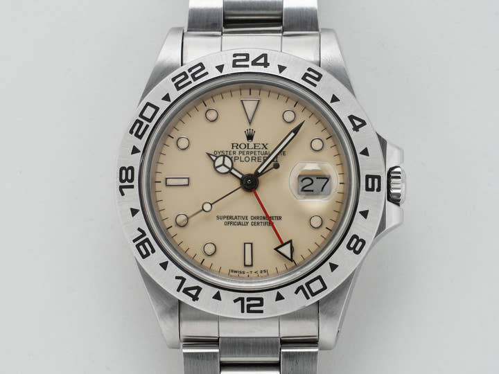 ロレックス エクスプローラーII Ref.16550 ステンレススチール アイボリー文字盤 オイスターブレスレット 中古 8br2kbvp