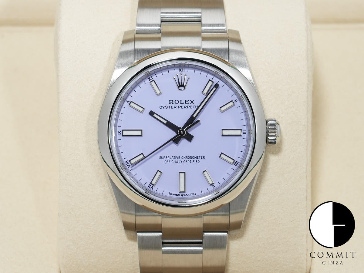 ロレックス オイスターパーペチュアル34 Ref.124200 ステンレススチール ラベンダー文字盤 未使用 xzxifv8s