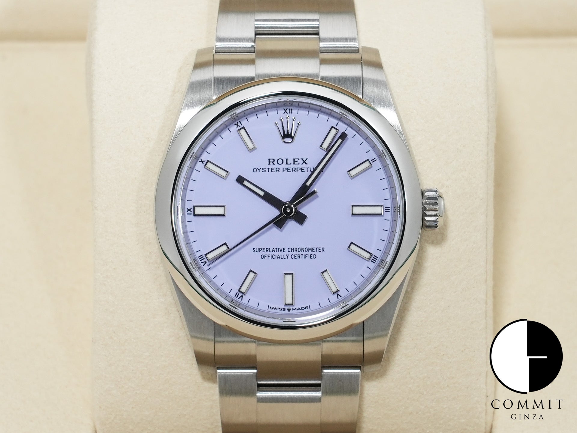 ロレックス オイスターパーペチュアル34 Ref.124200 ステンレススチール ラベンダー文字盤 未使用 xzxifv8s