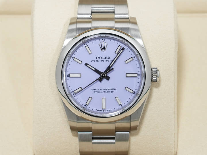 ロレックス オイスターパーペチュアル34 Ref.124200 ステンレススチール ラベンダー文字盤 未使用 xzxifv8s