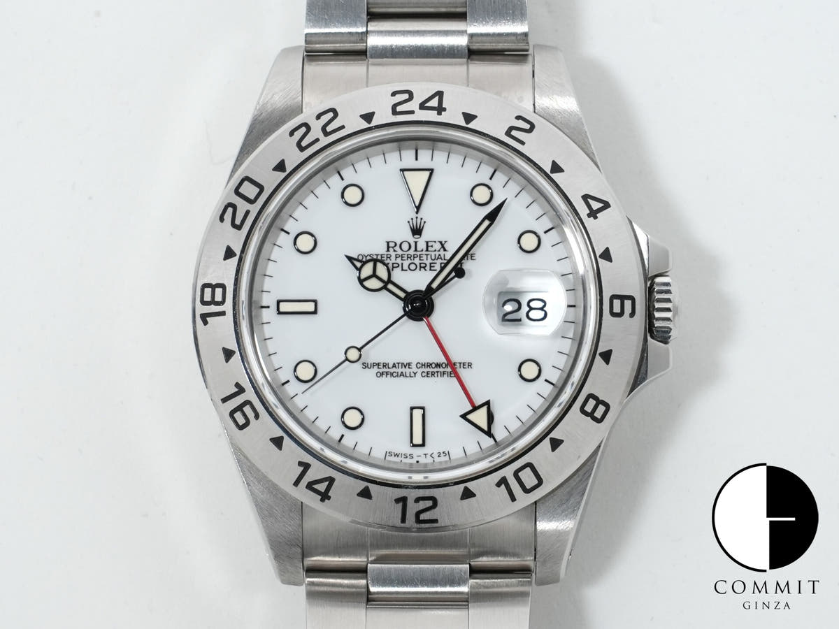 ロレックス エクスプローラーII Ref.16570 ステンレススチール ホワイト文字盤 オイスターブレスレット 中古 8coo564s