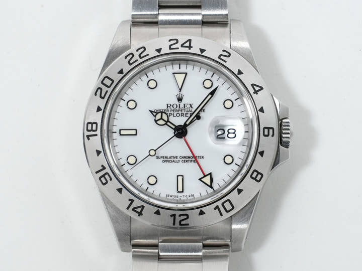 ロレックス エクスプローラーII Ref.16570 ステンレススチール ホワイト文字盤 オイスターブレスレット 中古 8coo564s