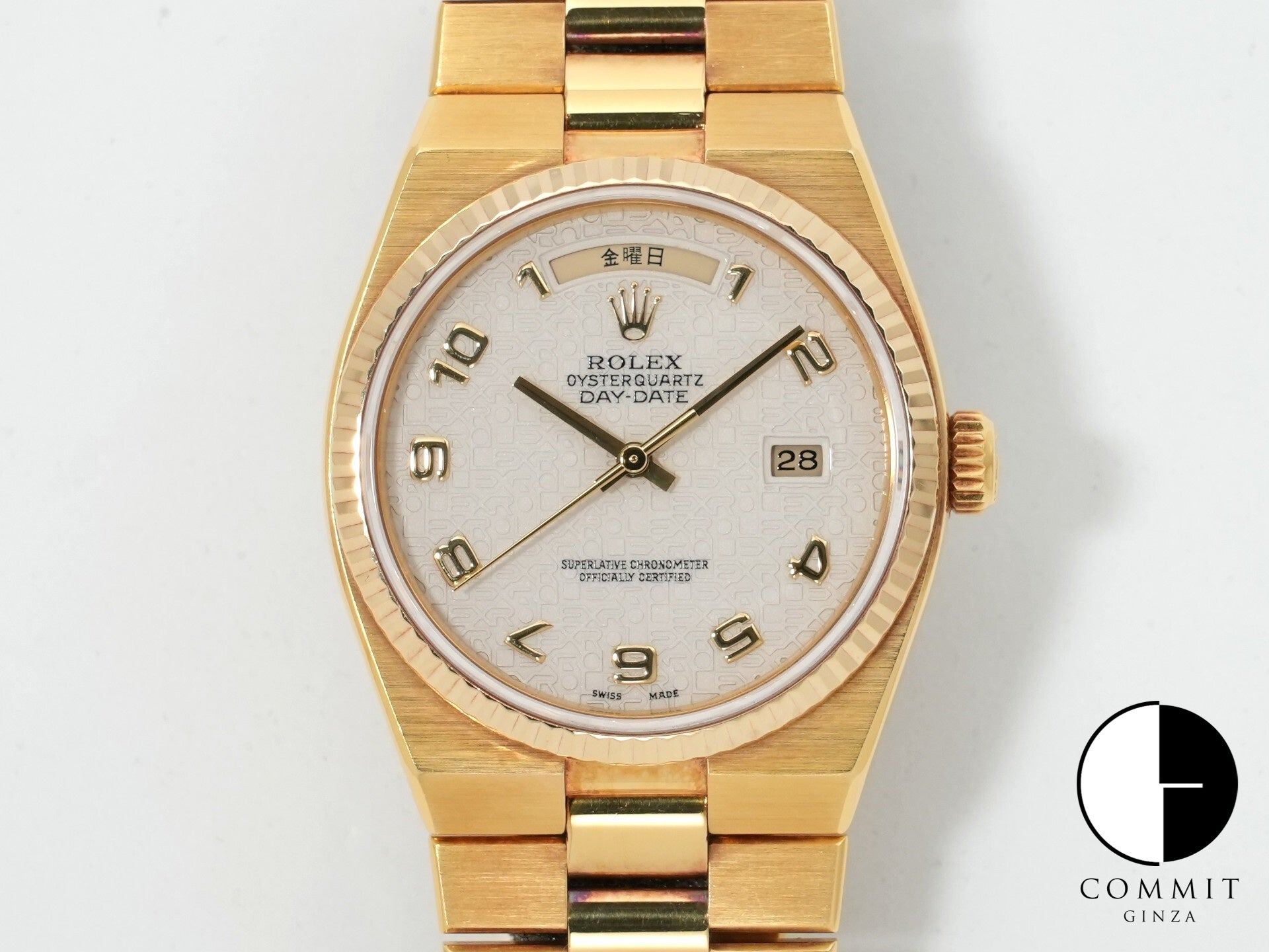 ロレックス デイデイト36 Ref.19018 イエローゴールド アイボリーコンピューターアラビア文字盤 中古 ttvajboq