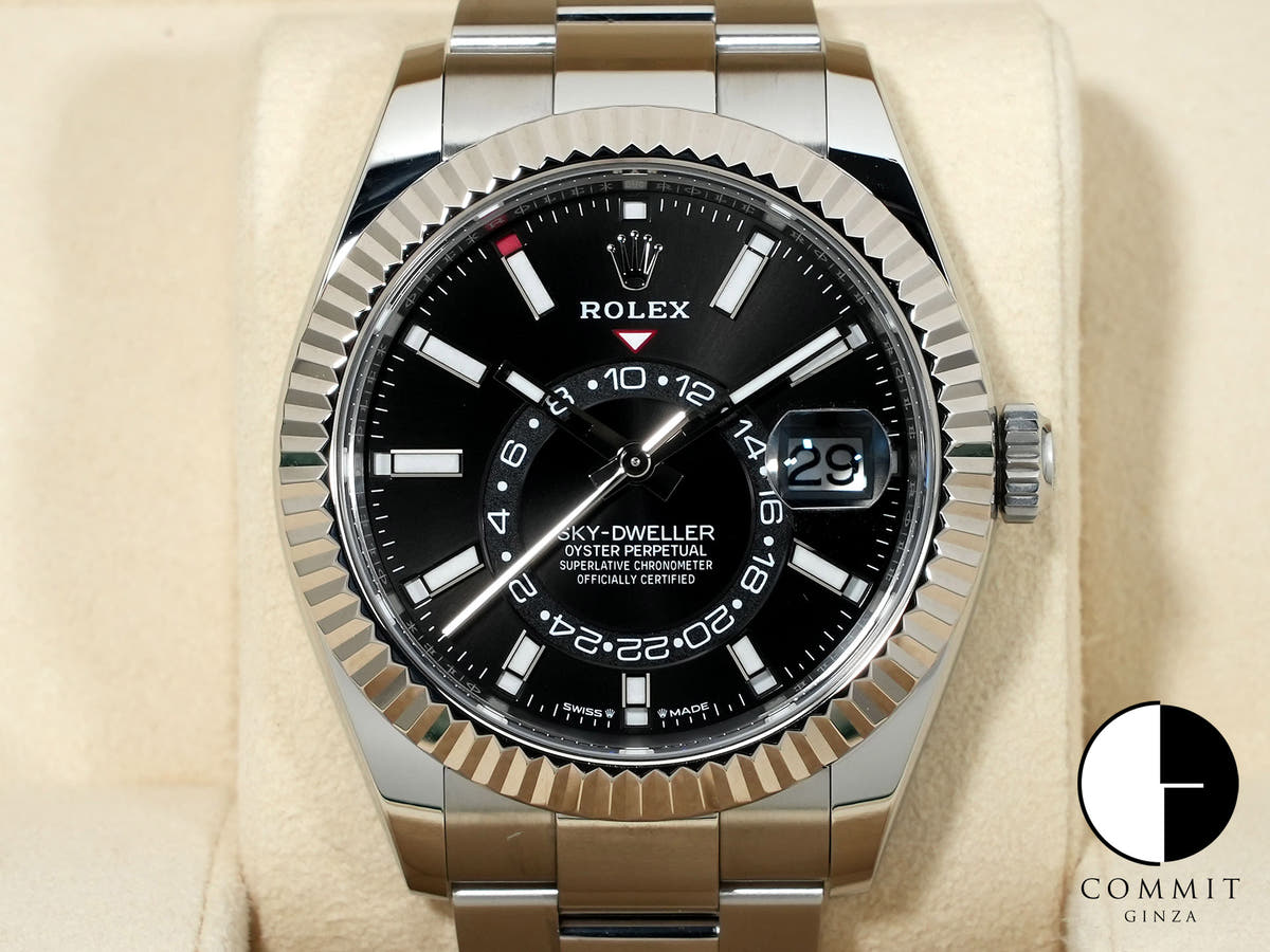 Rolex Sky-Dweller Ref. 336934 Stainless Steel/White Gold Black Dial Oyster Bracelet Excellent Condition j9o7tb9e