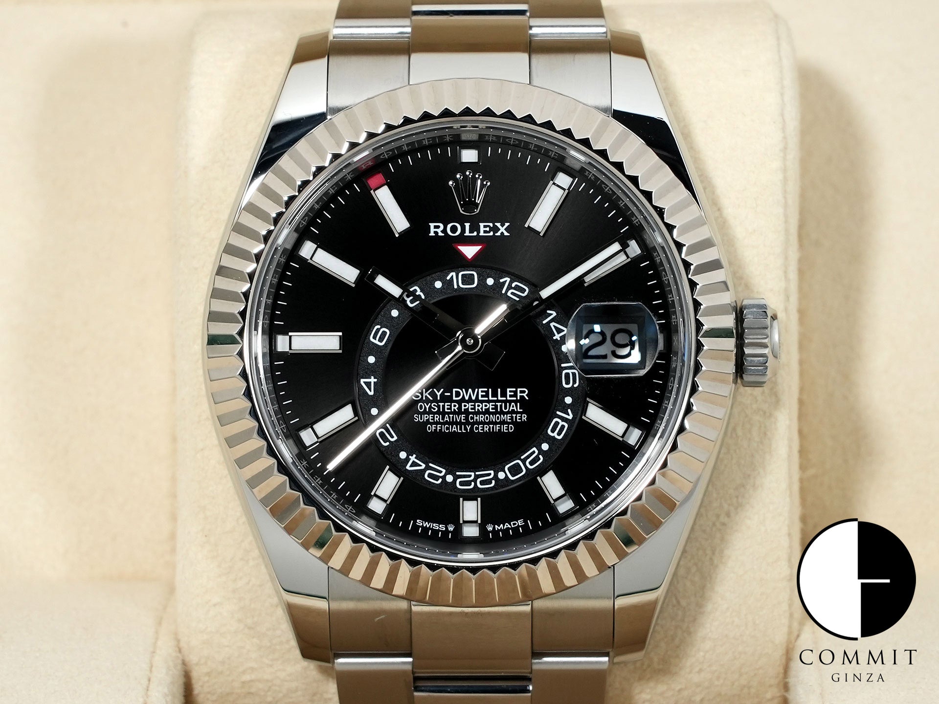 Rolex Sky-Dweller Ref. 336934 Stainless Steel/White Gold Black Dial Oyster Bracelet Excellent Condition j9o7tb9e