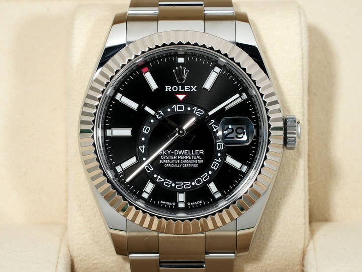 Rolex Sky-Dweller Ref. 336934 Stainless Steel/White Gold Black Dial Oyster Bracelet Excellent Condition j9o7tb9e