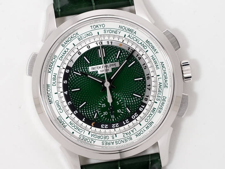 パテックフィリップ コンプリケーション ワールドタイム クロノグラフ Ref.5930P-001 プラチナ グリーン文字盤 美中古 rzmht9nf