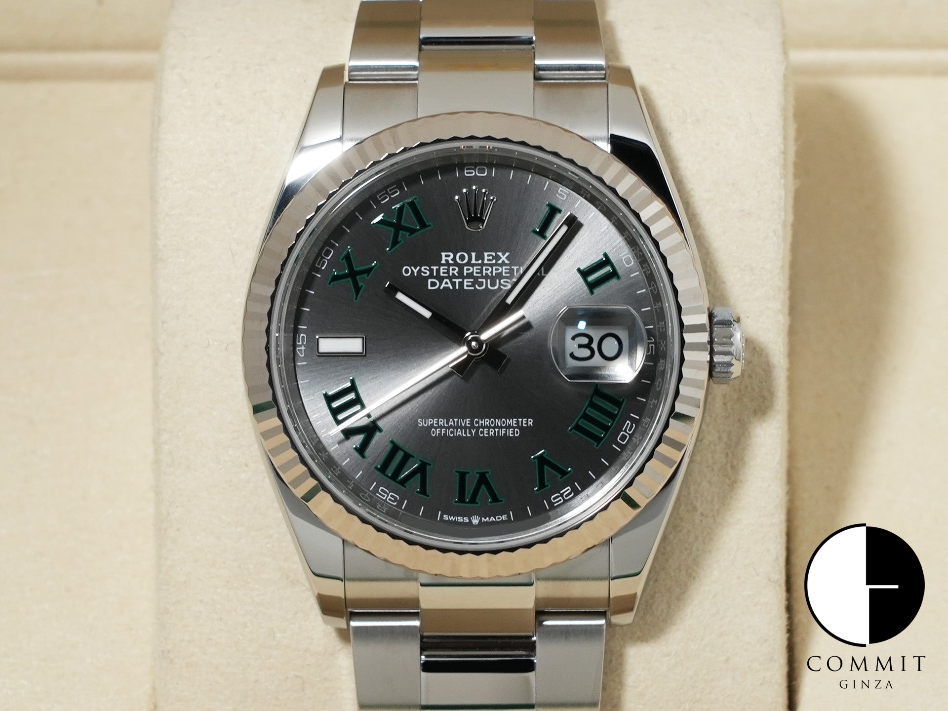 ロレックス デイトジャスト36 Ref.126234 ステンレススチール/ホワイトゴールド スレートローマン文字盤 オイスターブレスレット 美品 e63b7bgw