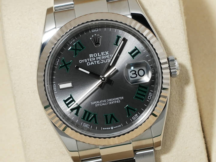 ロレックス デイトジャスト36 Ref.126234 ステンレススチール/ホワイトゴールド スレートローマン文字盤 オイスターブレスレット 美品 e63b7bgw