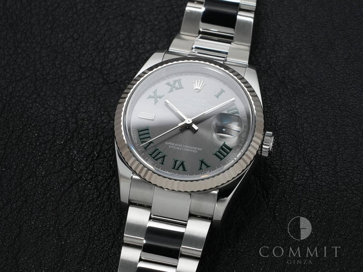 ロレックス デイトジャスト36 Ref.126234 ステンレススチール/ホワイトゴールド スレートローマン文字盤 オイスターブレスレット 美品 e63b7bgw