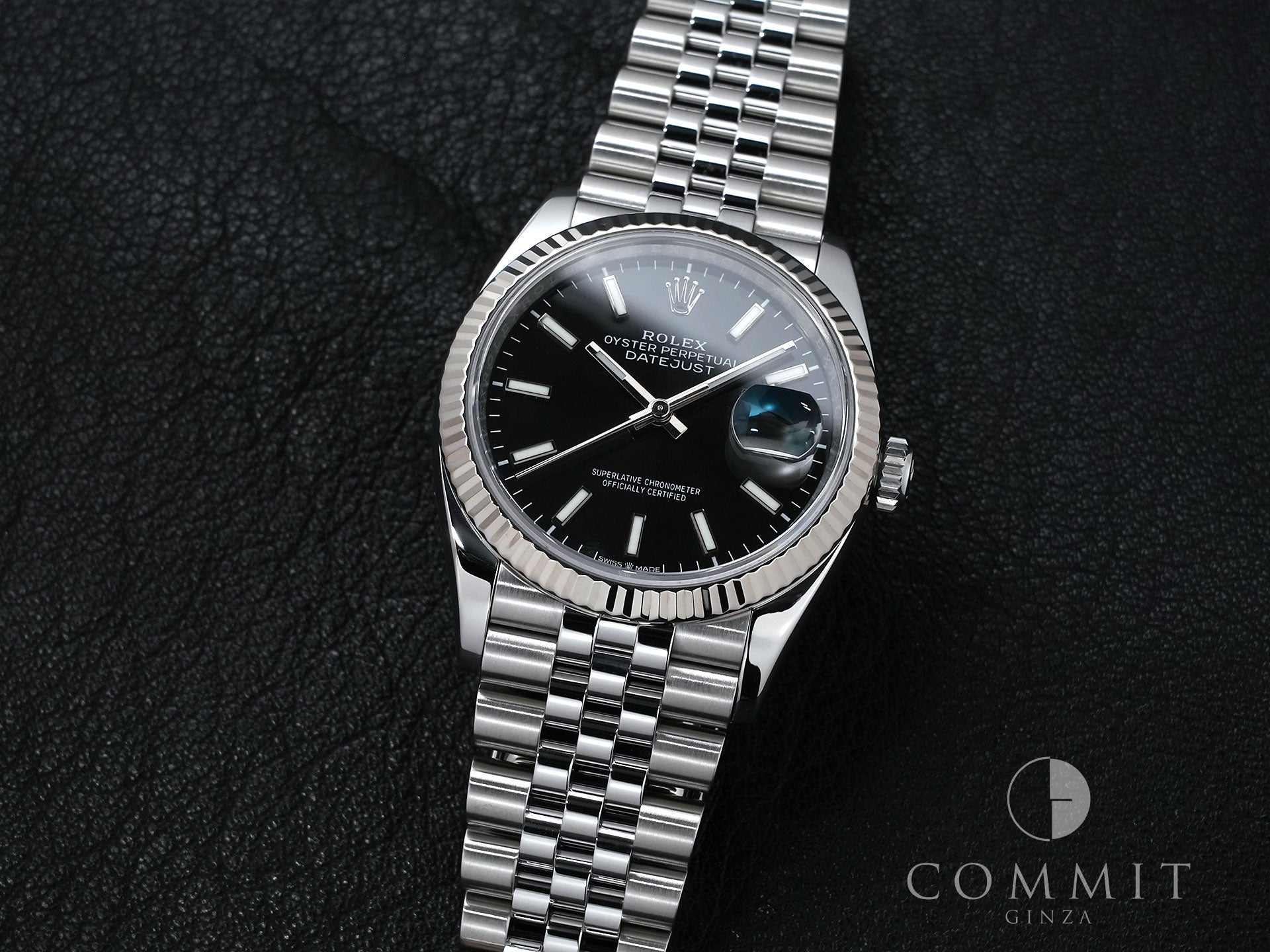 ロレックス デイトジャスト36 Ref.126234 ステンレススチール/ホワイトゴールド ブラック文字盤 ジュビリーブレスレット 美中古 p6yrec2n