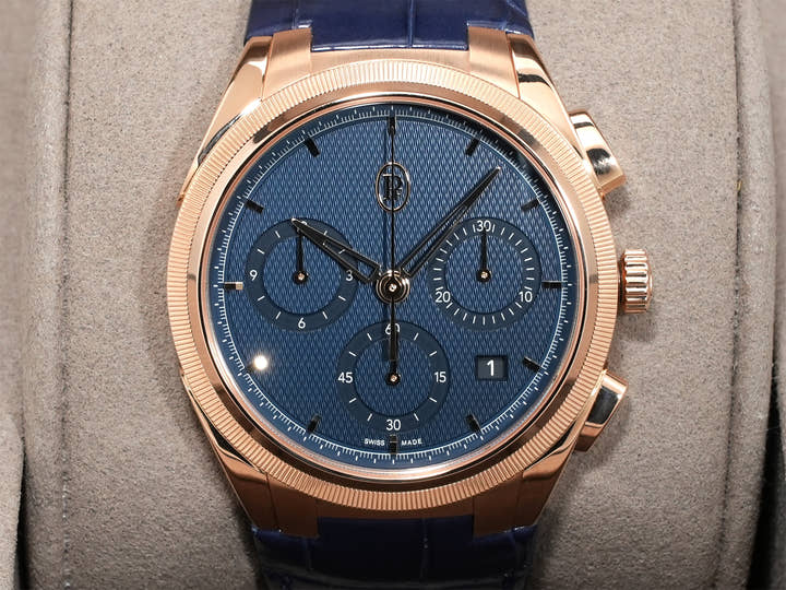 Parmigiani Fleurier Tonda PF Chronograph Ref. PFC915-2020001-300182 Rose Gold with Milanese Blue Dial, Excellent Condition (ymoygk5e)