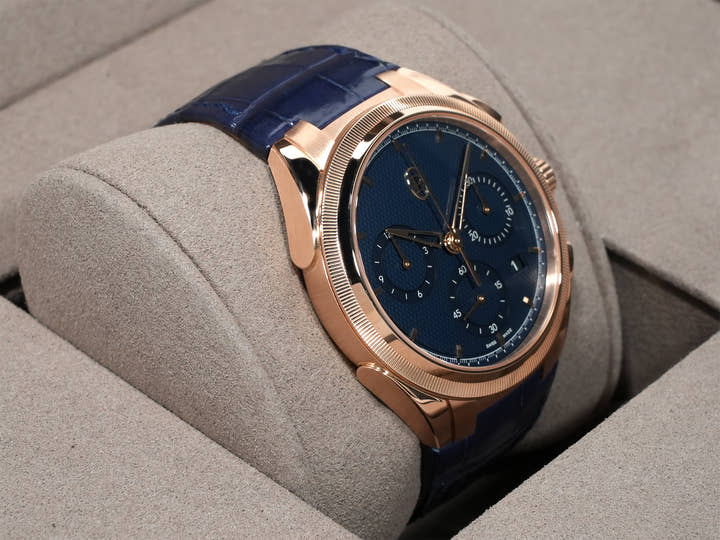 Parmigiani Fleurier Tonda PF Chronograph Ref. PFC915-2020001-300182 Rose Gold with Milanese Blue Dial, Excellent Condition (ymoygk5e)