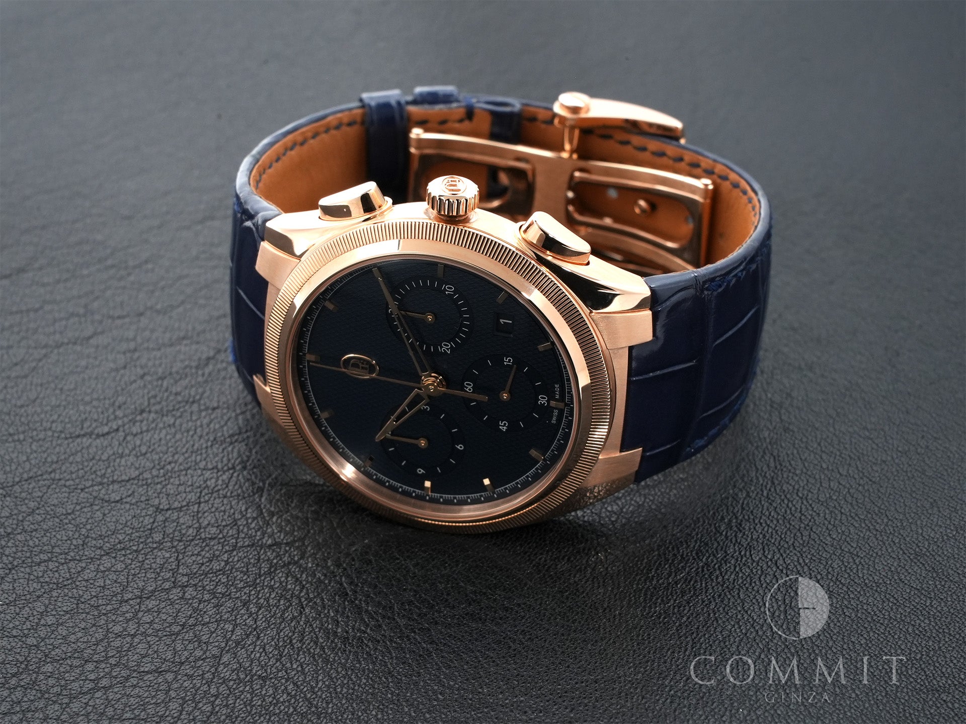 Parmigiani Fleurier Tonda PF Chronograph Ref. PFC915-2020001-300182 Rose Gold with Milanese Blue Dial, Excellent Condition (ymoygk5e)