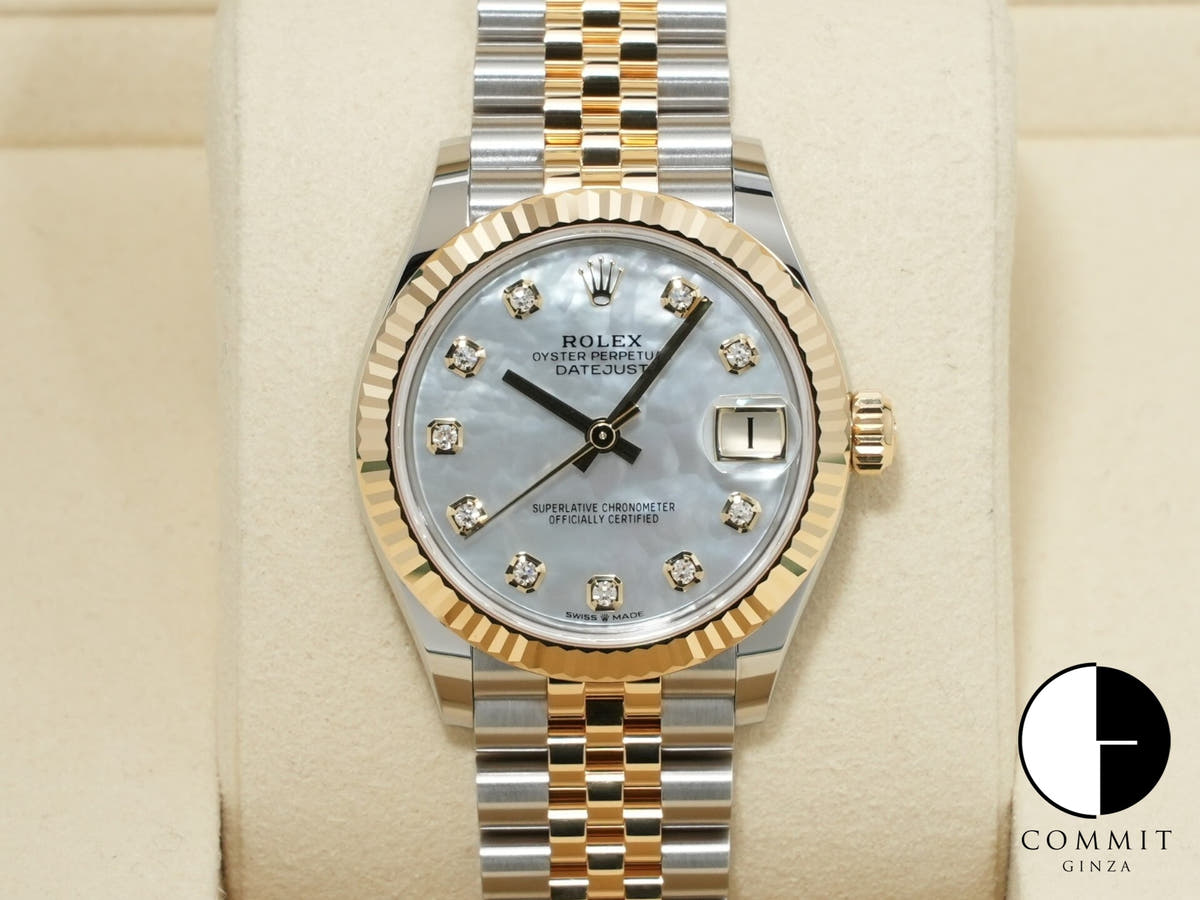 Rolex Datejust Ref. 278273 Stainless Steel/Yellow Gold White Shell with 10 Diamonds Dial, Unused (nyyqmspn)