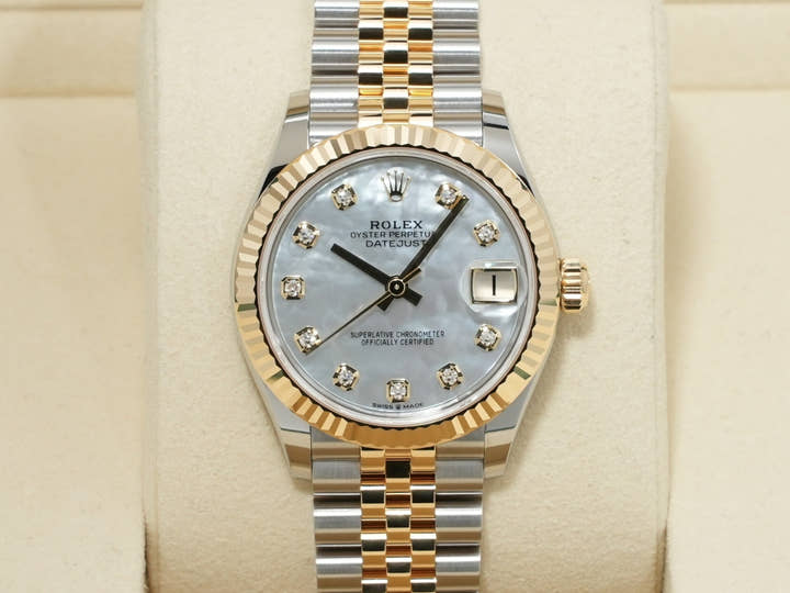 Rolex Datejust Ref. 278273 Stainless Steel/Yellow Gold White Shell with 10 Diamonds Dial, Unused (nyyqmspn)