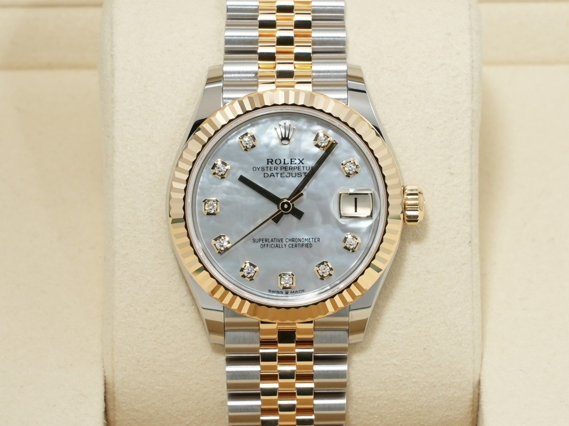 Rolex Datejust Ref. 278273 Stainless Steel/Yellow Gold White Shell with 10 Diamonds Dial, Unused (nyyqmspn)