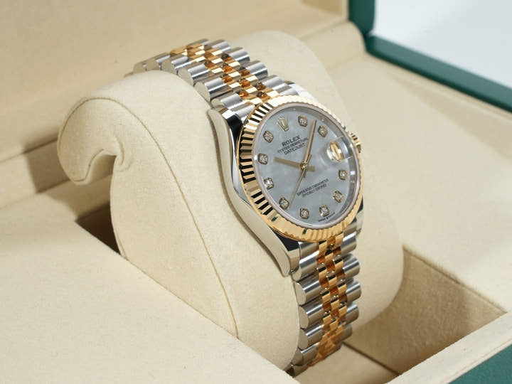 Rolex Datejust Ref. 278273 Stainless Steel/Yellow Gold White Shell with 10 Diamonds Dial, Unused (nyyqmspn)