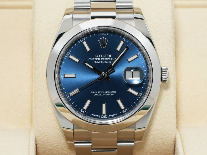 Rolex Datejust 41 Ref. 126300 Stainless Steel Bright Blue Dial Oyster Bracelet Excellent Condition r7jr3cmd