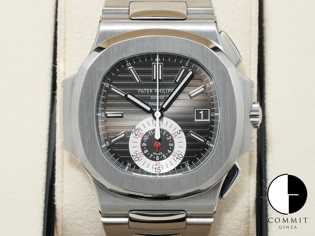 Patek Philippe Nautilus Chronograph TIFFANY &amp; CO. Ref. 5980/1A-014 Stainless Steel Black Dial Excellent Condition ow758e55