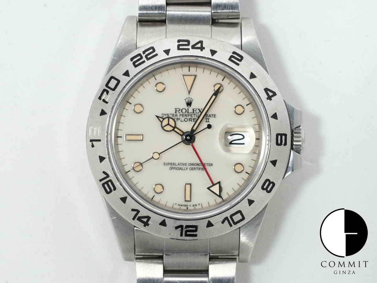 ロレックス エクスプローラーII Ref.16550 ステンレススチール アイボリー文字盤 オイスターブレスレット 中古 vu5pjx2g