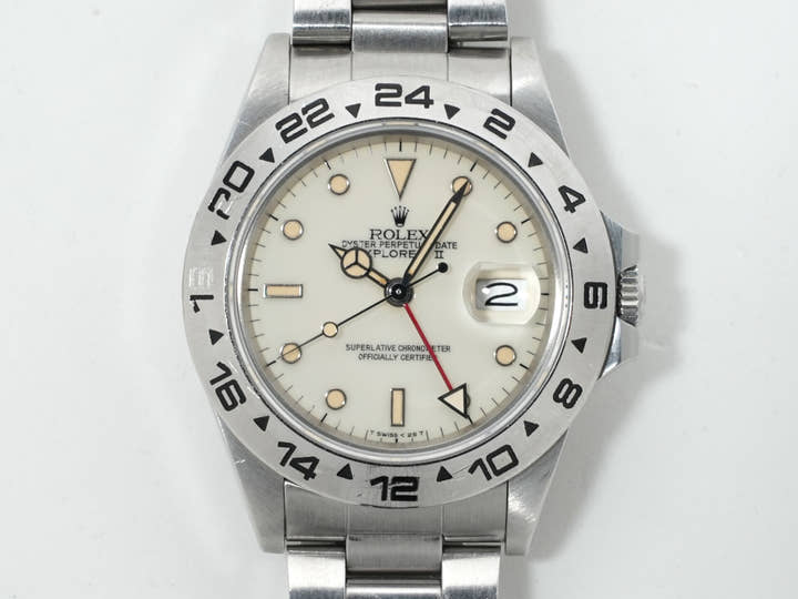 ロレックス エクスプローラーII Ref.16550 ステンレススチール アイボリー文字盤 オイスターブレスレット 中古 vu5pjx2g