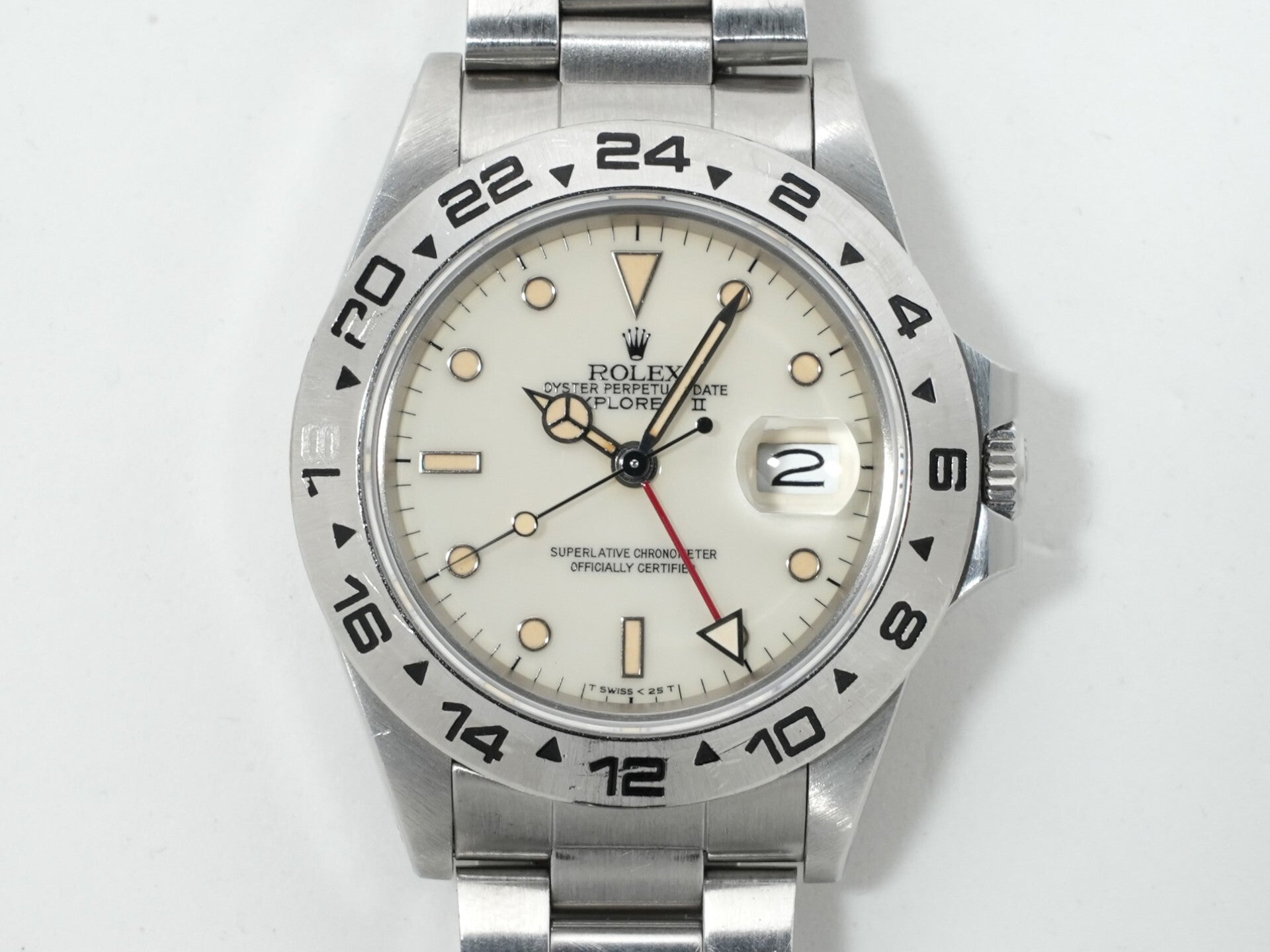 ロレックス エクスプローラーII Ref.16550 ステンレススチール アイボリー文字盤 オイスターブレスレット 中古 vu5pjx2g