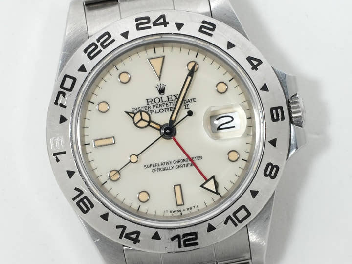 ロレックス エクスプローラーII Ref.16550 ステンレススチール アイボリー文字盤 オイスターブレスレット 中古 vu5pjx2g