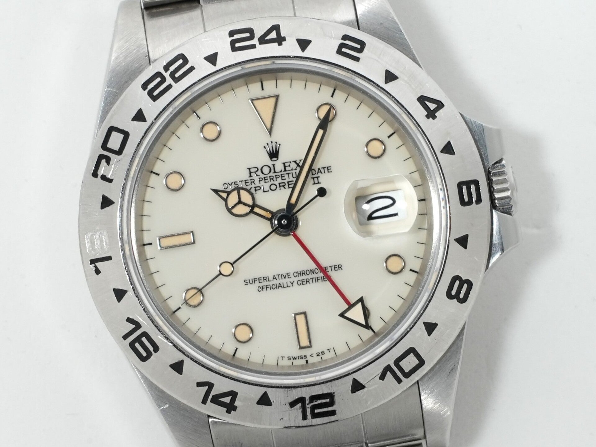 ロレックス エクスプローラーII Ref.16550 ステンレススチール アイボリー文字盤 オイスターブレスレット 中古 vu5pjx2g