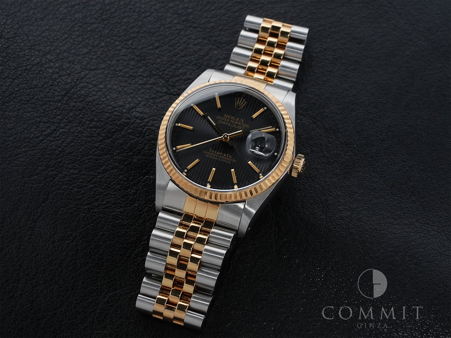 ロレックス デイトジャスト Ref.16013 ステンレススチール/イエローゴールド ブラックタペストリー文字盤 ジュビリーブレスレット 中古 an9rnhcb