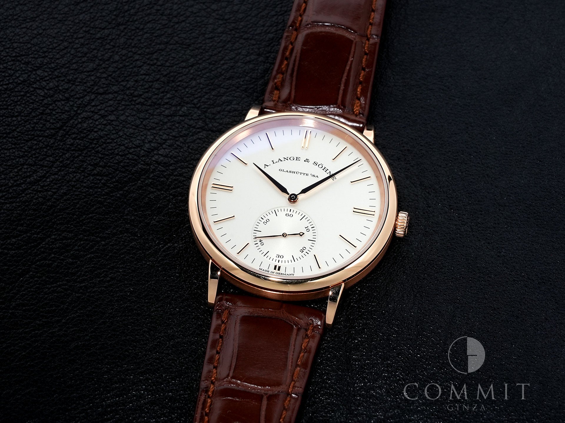 A.ランゲ＆ゾーネ サクソニア オートマティック Ref.380.033 ピンクゴールド シルバー文字盤 中古 f7mmixoj