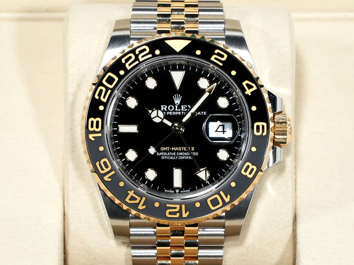 ロレックス GMTマスターII Ref.126713GRNR ステンレススチール/イエローゴールド ブラック文字盤 ジュビリーブレスレット 美中古 2dygxz8e