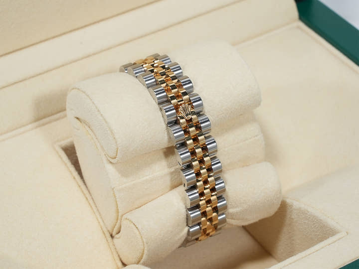 Pre-owned Rolex Datejust 28 Ref. 179173G Stainless Steel/Yellow Gold Meteorite x 10 Diamond Dial Jubilee Bracelet 9bv464k4