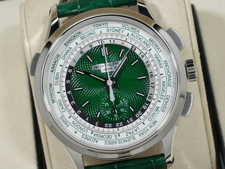 パテックフィリップ コンプリケーション ワールドタイム クロノグラフ Ref.5930P-001 プラチナ グリーン文字盤 未使用 fjkso7c4