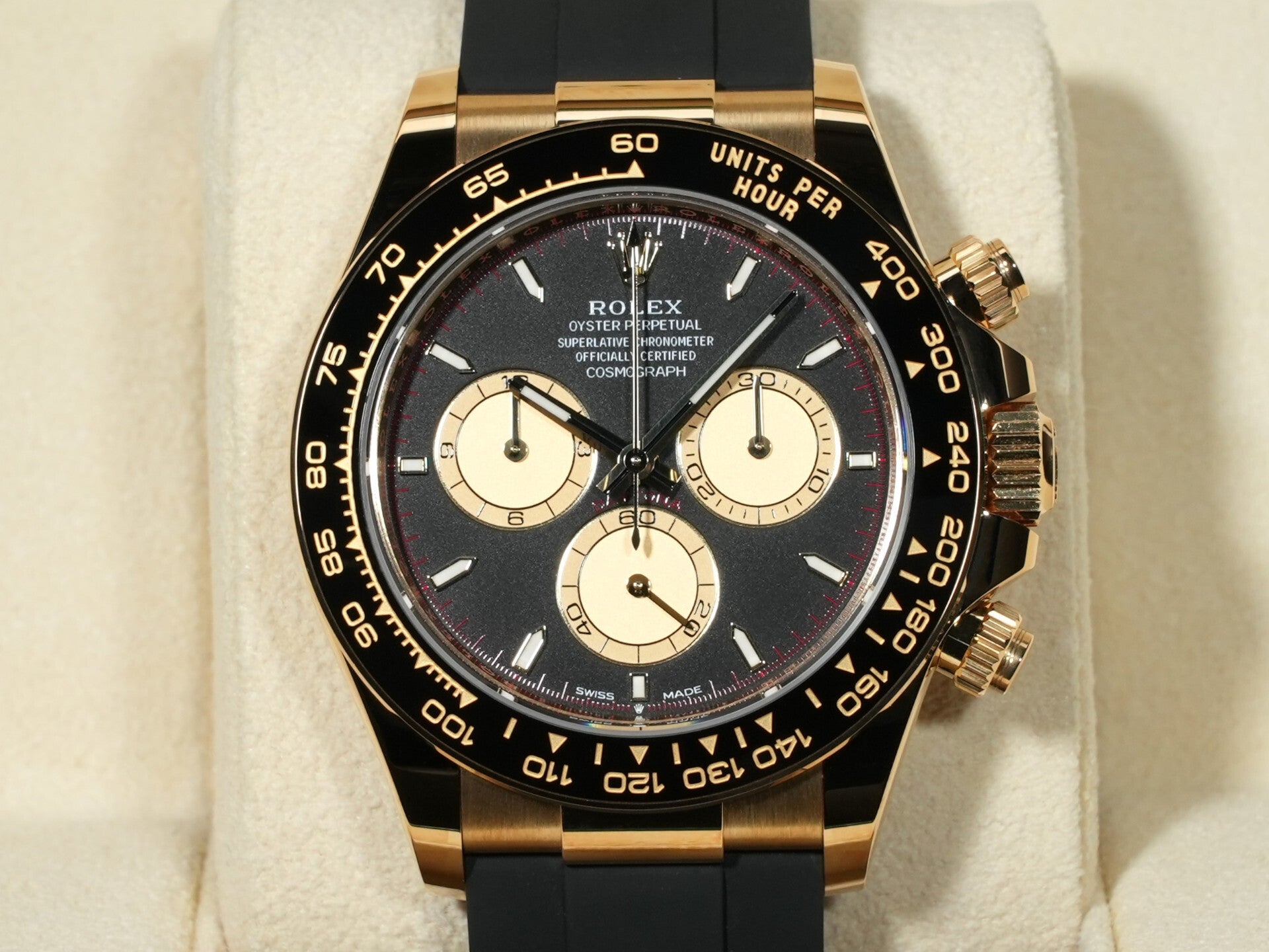 Rolex Daytona Ref. 126518LN Yellow Gold Black and Champagne Dial Unused 4g9r39i9