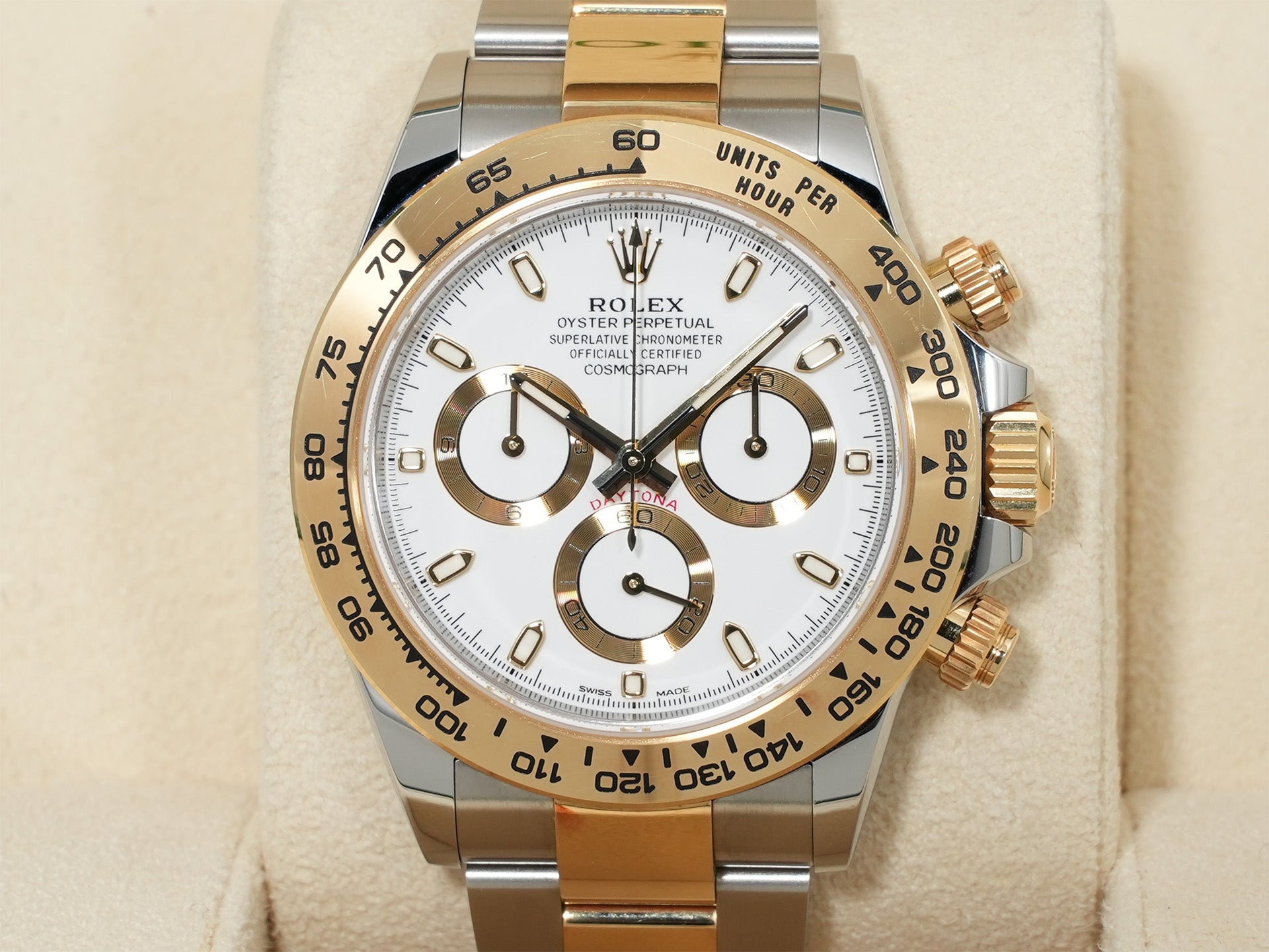 Pre-owned Rolex Daytona Ref. 116503 Stainless Steel/Yellow Gold White Dial R57KG R5J