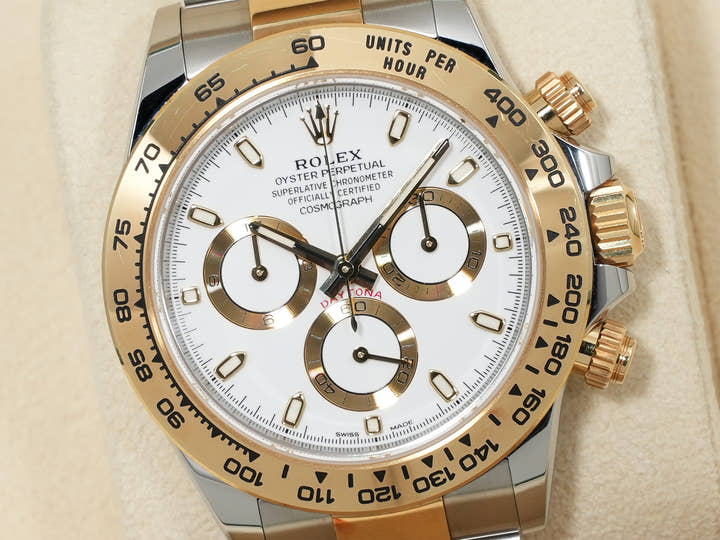 Pre-owned Rolex Daytona Ref. 116503 Stainless Steel/Yellow Gold White Dial R57KG R5J