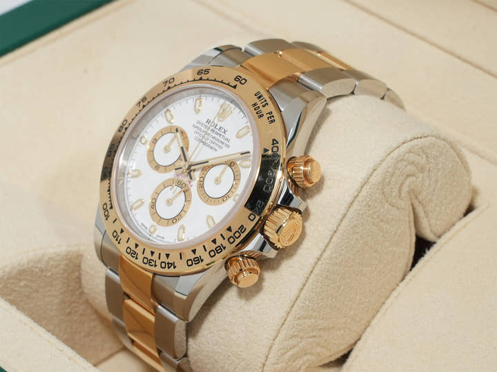 Pre-owned Rolex Daytona Ref. 116503 Stainless Steel/Yellow Gold White Dial R57KG R5J